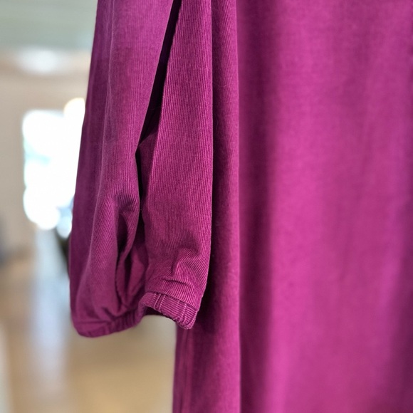 GAP Magenta Puff Sleeve Pinwale Corduroy Mini Shift Dress - Size XL - Picture 10 of 14